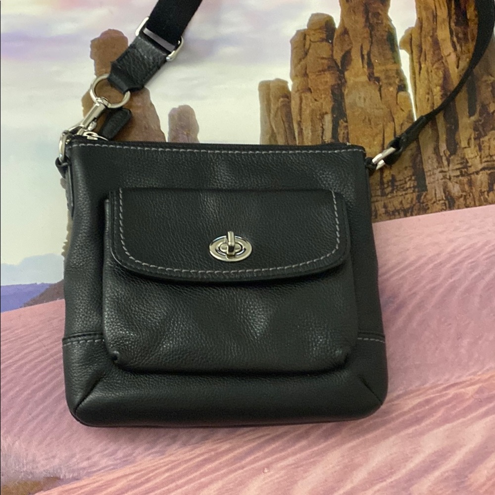 Coach Park Black Leather Crossbody small Bag.